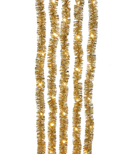 100-Light Champagne Tinsel With Warm White Superbright Cascade Lights
