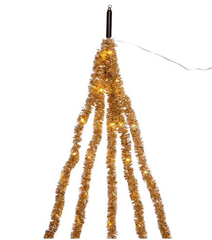 100-Light Champagne Tinsel With Warm White Superbright Cascade Lights