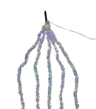 Load image into Gallery viewer, 100-Light Silver Iridescent Tinsel Cascade Multicolored Superbright Light Set

