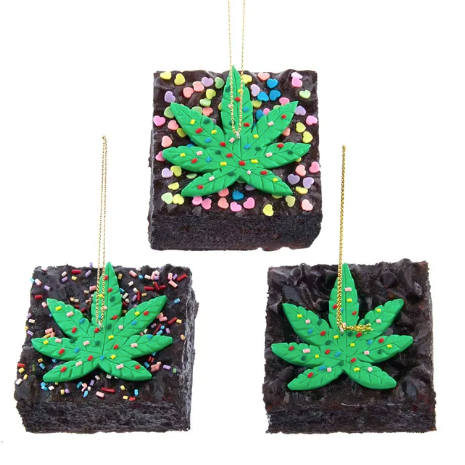 Foam Cannabis Brownie With Sprinkles Ornament