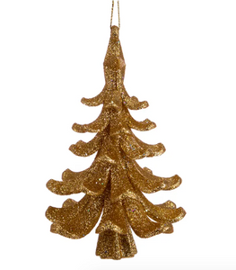 Gold Glittered Christmas Tree Ornament