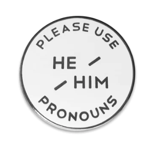 Enamel Pronoun Pin: He/Him - White