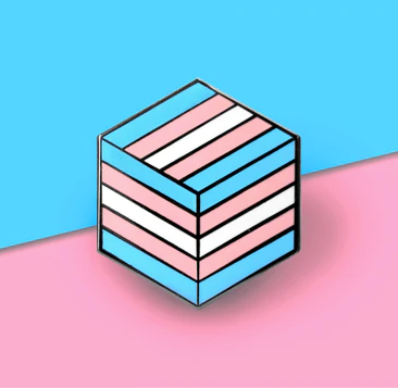 Trans Flag Cube Enamel Pin