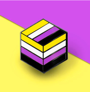 Non-Binary Flag Cube Enamel Pin
