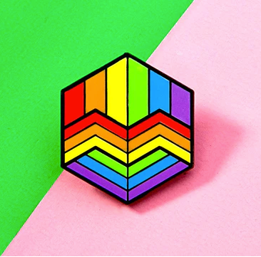 Rainbow Love Cube Enamel Pin