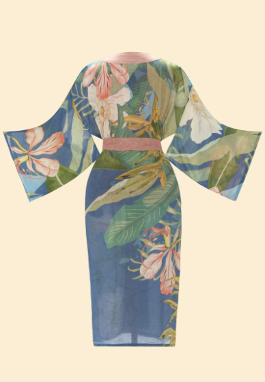 Kimono Gown - Tropics Indigo
