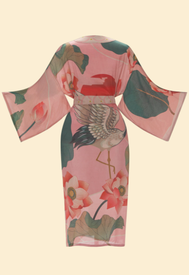 Kimono Gown Crane at Sunrise - Petal