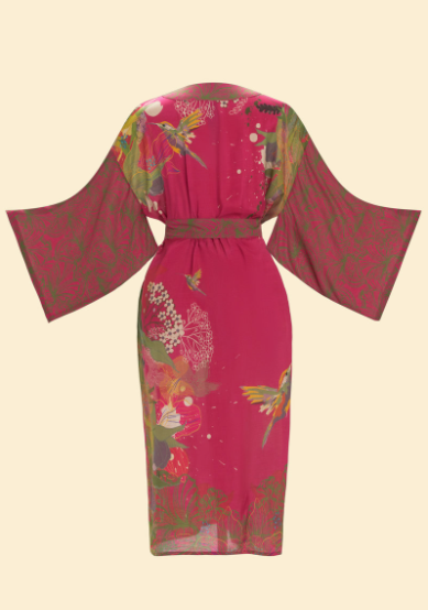 Kimono Gown - Hummingbird Raspberry