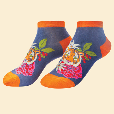 Floral Tiger Trainer Socks