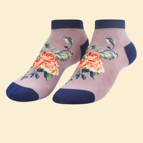 Floral Vines Trainer Socks - Lavender