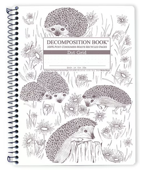 Coilbound Decomposition Book - Hedgehogs Dot Grid Pages
