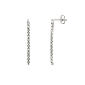 Silver Box Chain Link Drop Earrings