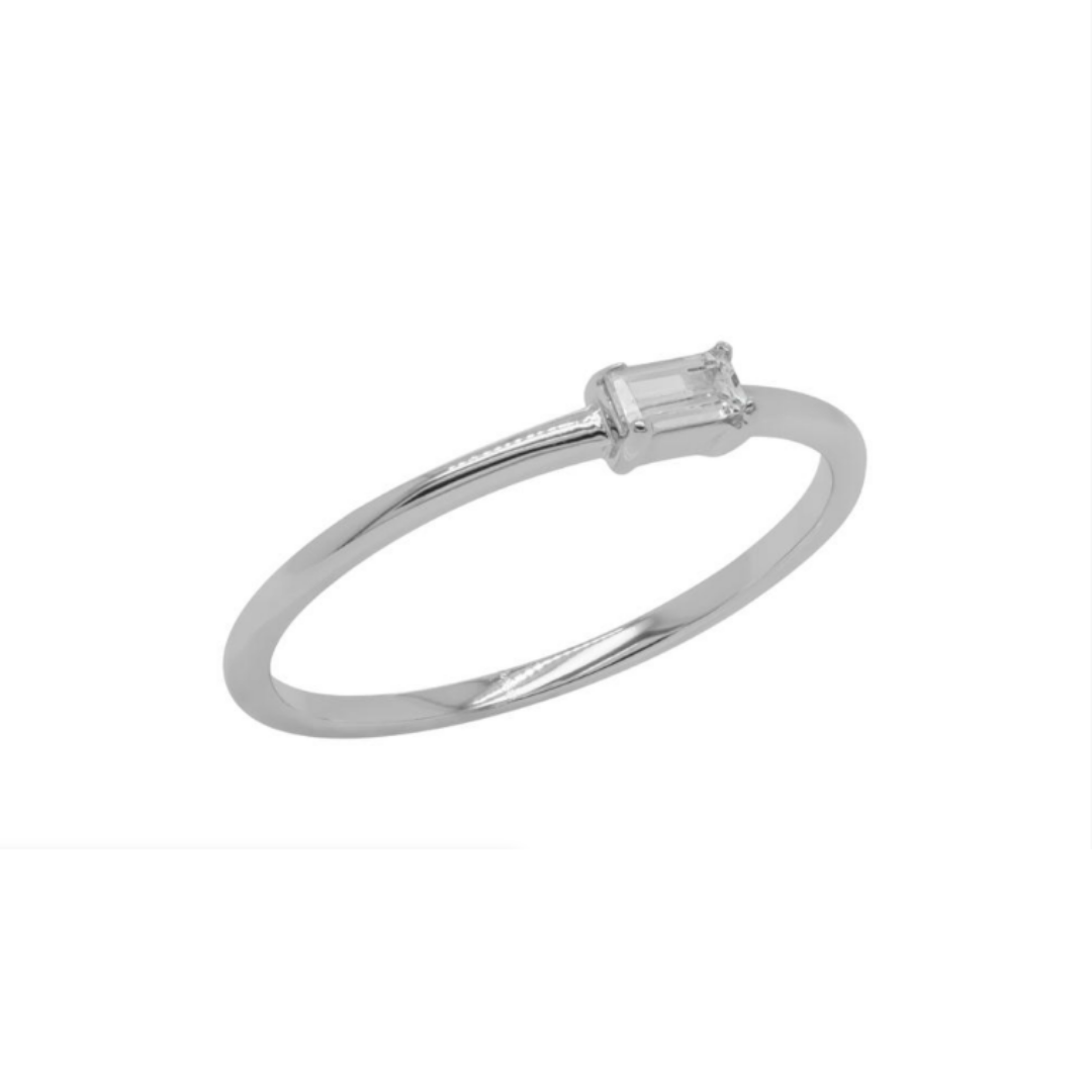 Silver Minimal Baguette Ring