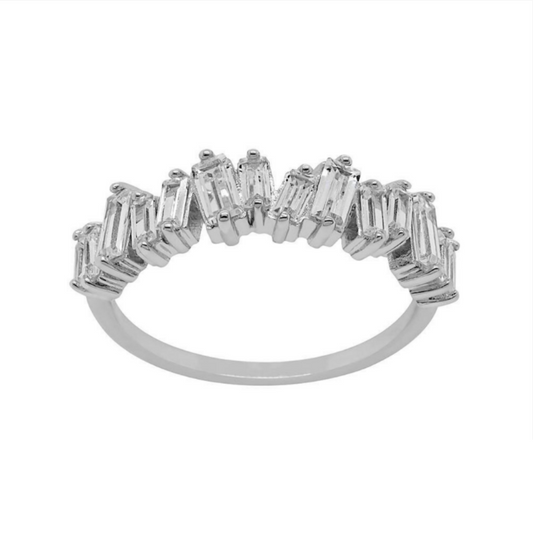 Silver Embellished Baguette Ring