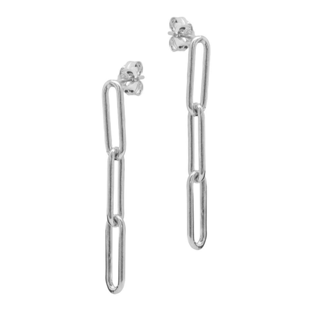 Silver Muse Paperclip Chain Earrings