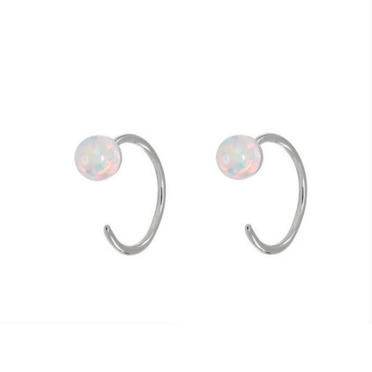 Silver Opal Ball 3/4 Huggies