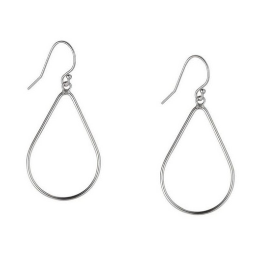 Silver Open Teardrop Earrings