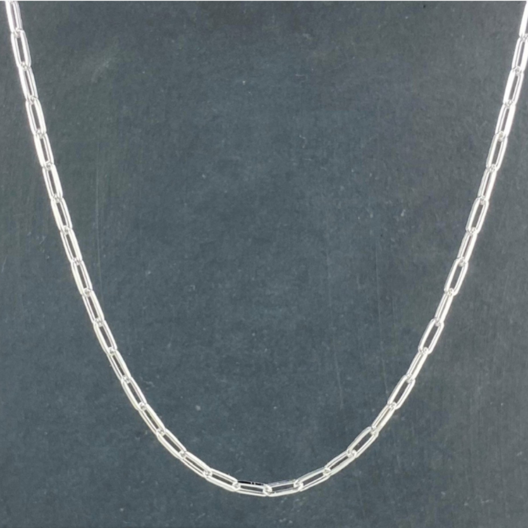 Silver 2.5mm Paperclip Chain - 18in