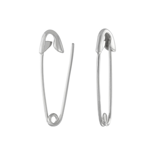 Silver Safety Pin Earrings