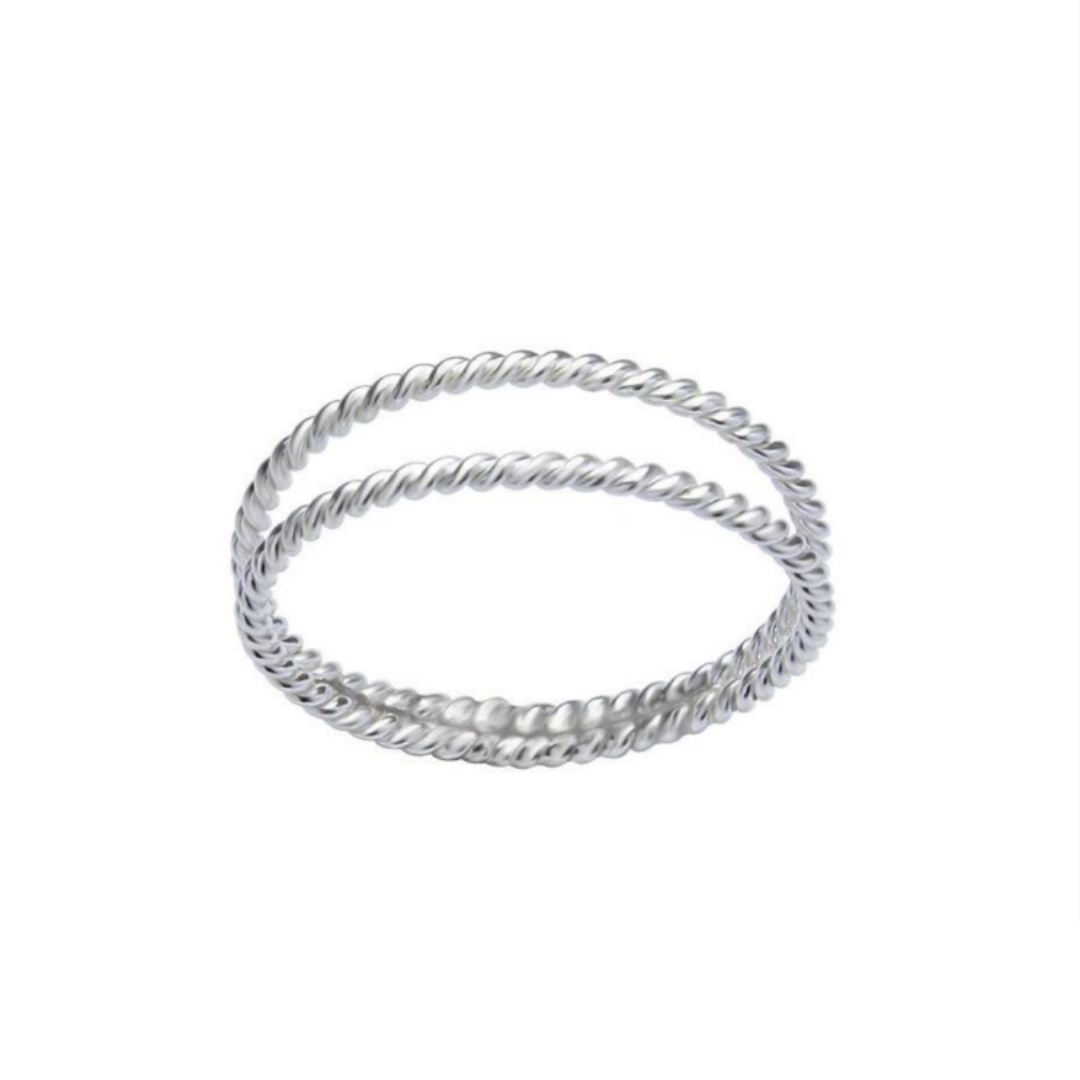 Silver Twist Double Rope Ring