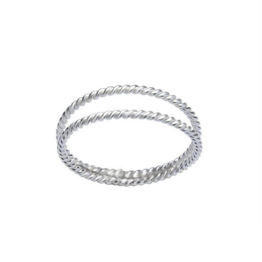 Silver Twist Double Rope Ring