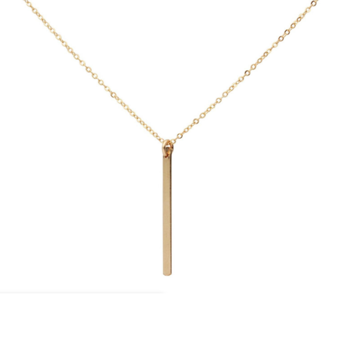 Sleek Vertical Bar Necklace Gold