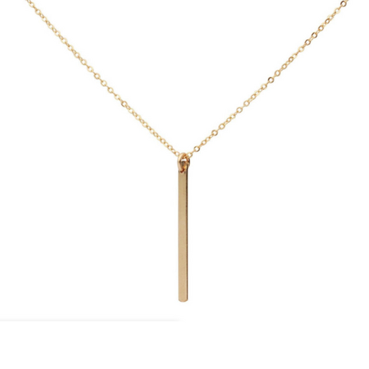 Sleek Vertical Bar Necklace Gold