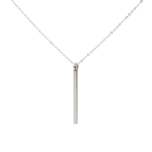 Sleek Vertical Bar Necklace Silver