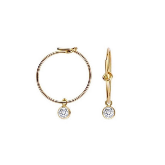 Gold Little Bezel Hoop