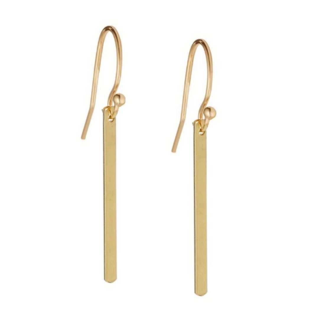 Gold Sleek Bar Drop Earrings
