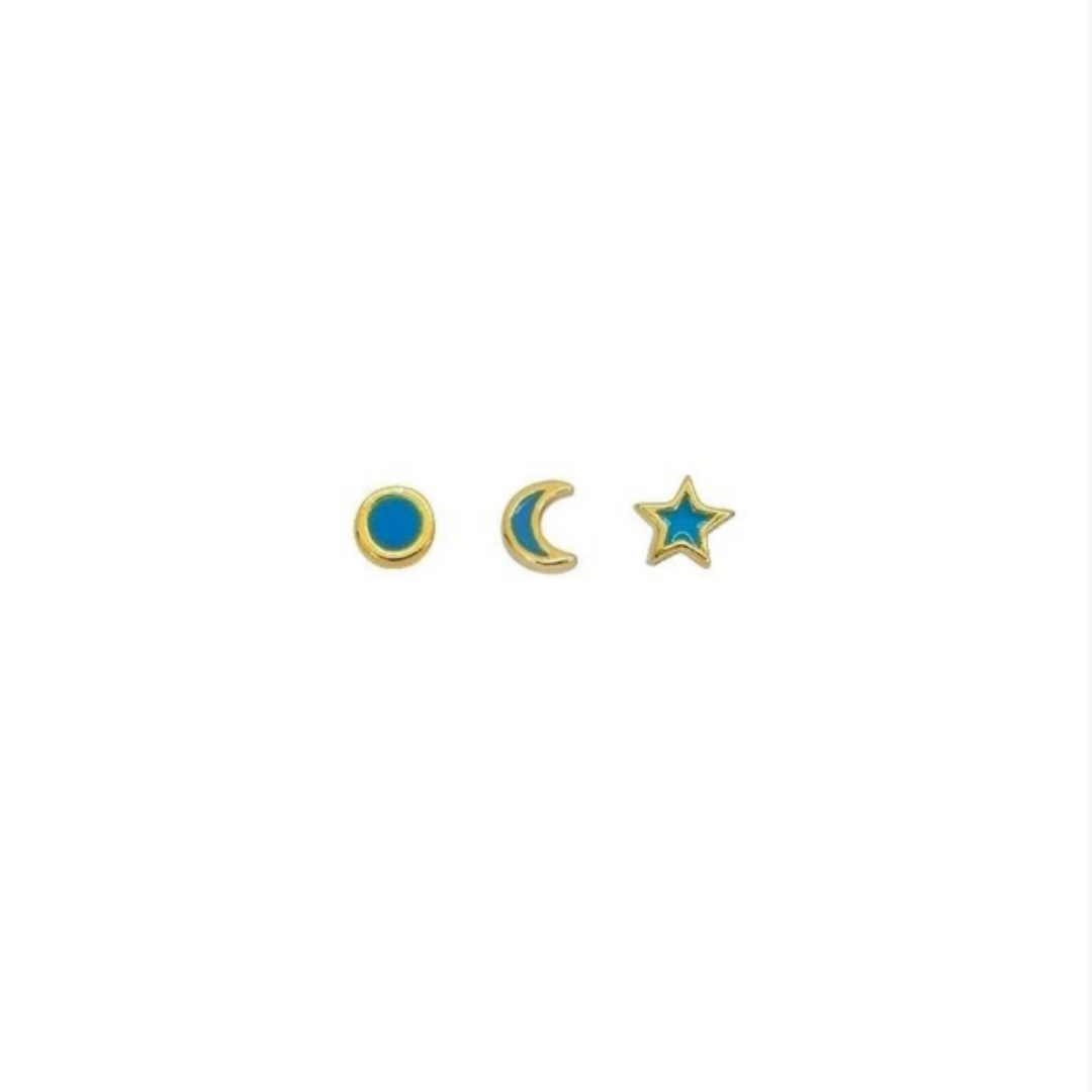 GF Turquoise Moon Star Stud-Set of 3