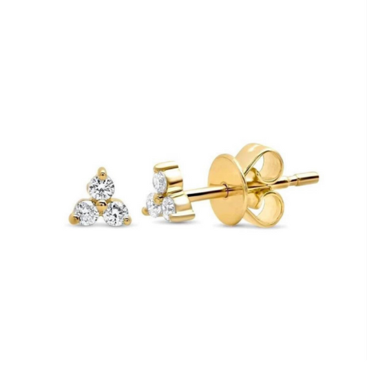 Sparkling Trio Stud Earrings-Gold