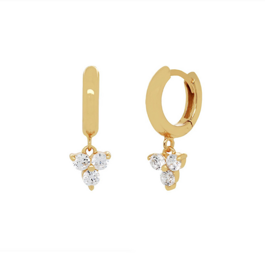 Sparkly Trio Huggies Earrings Gold