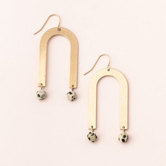 Stone Arches Earring - Gold/Dalmatian Jasper Stone of Joy