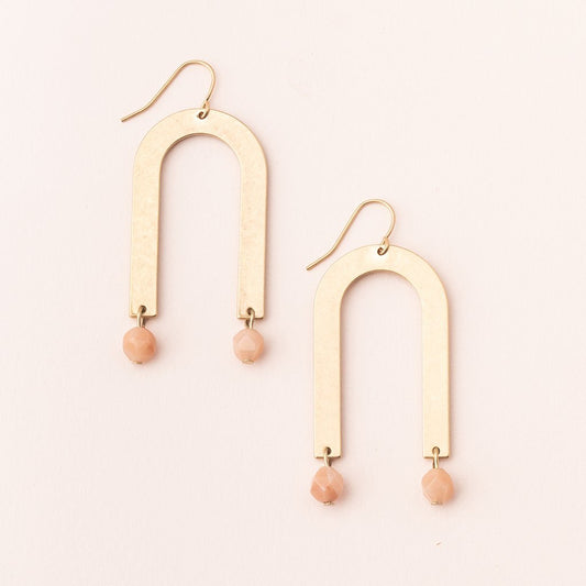 Stone Arches Earring - Gold/ Sunstone Stone of Energy