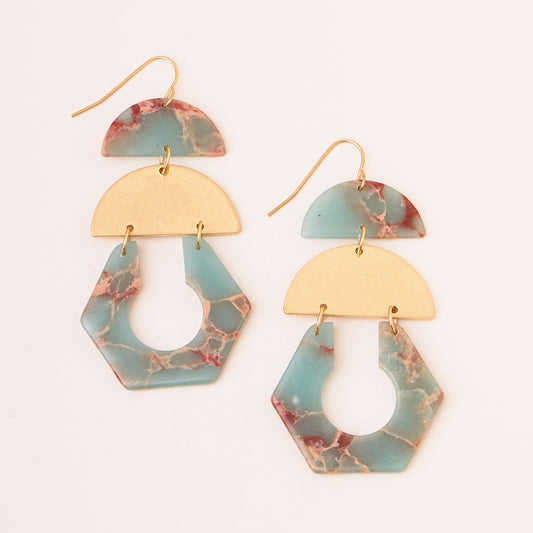 Stone Cutout Earring - Aqua Terra / Gold