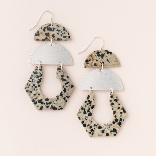 Stone Cutout Earring - Dalmatian Jasper / Silver