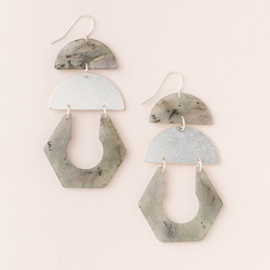 Stone Cutout Earring - Labradorite / Silver