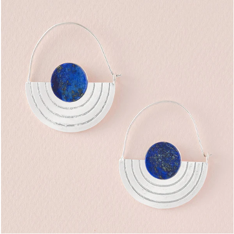 Stone Orbit Earring - Lapis / Silver