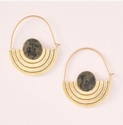 Stone Orbit Earring - Pyrite / Gold