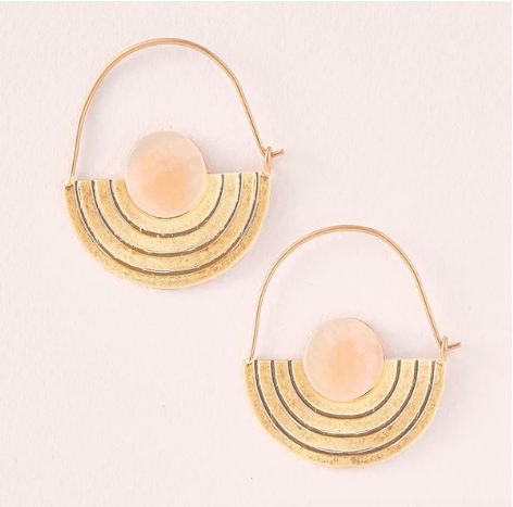 Stone Orbit Earring - Sunstone / Gold