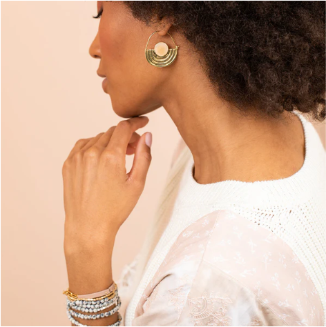 Stone Orbit Earring - Turquoise / Gold