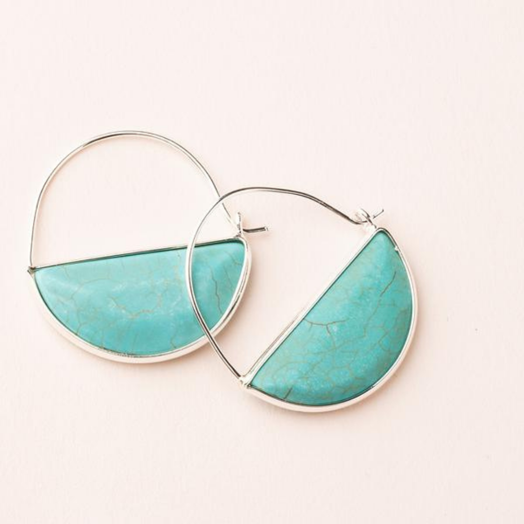 Stone Prism Hoop - Turquoise/Silver