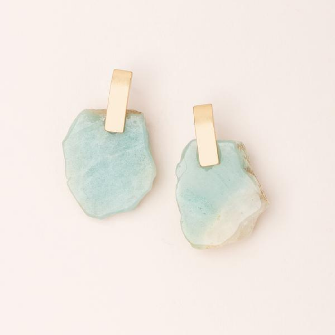 Stone Slice Earring - Amazonite/Gold