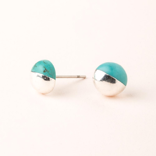 Dipped Stone Stud - Turquoise/Silver