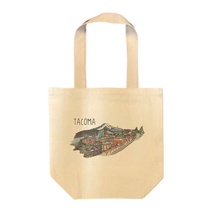 Tacoma Cityscape Line Drawing Tote Bag