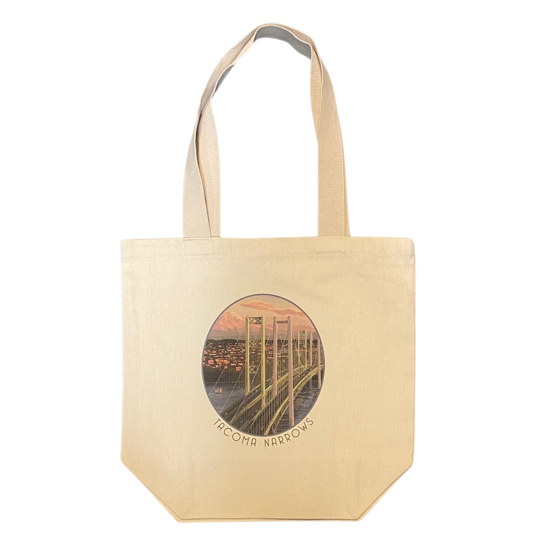 Tacoma WA - Narrows Bridge & Rainier Tote Bag