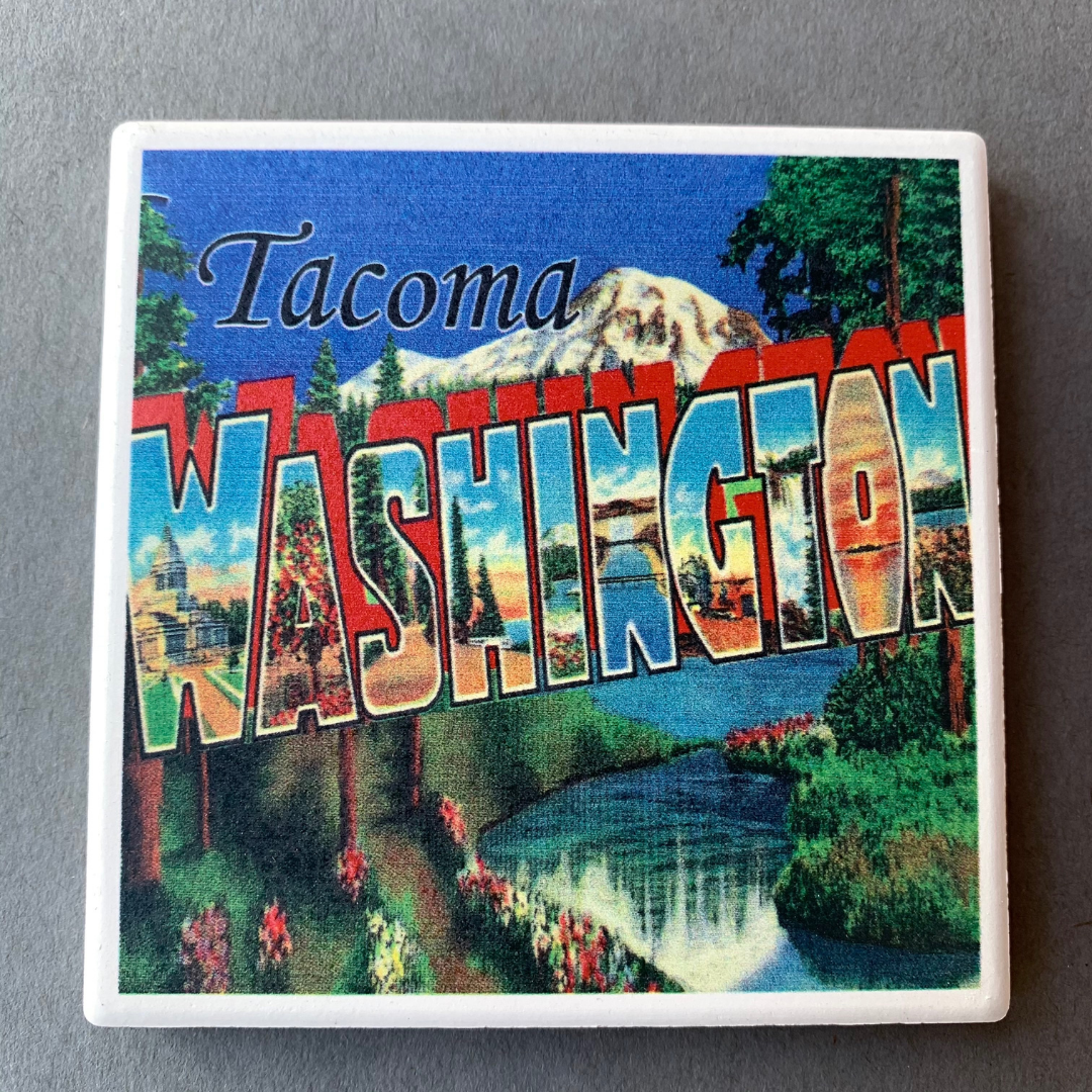 Tacoma, WA Large Letter Scenes Coaster