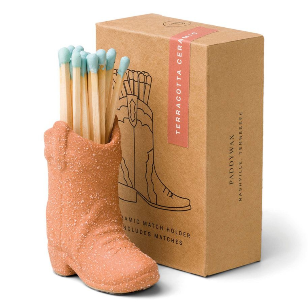 Paddywax Terracotta Vintage Match Holder Cowboy Boot