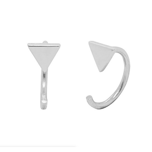 Silver Triangle 3/4 Huggies